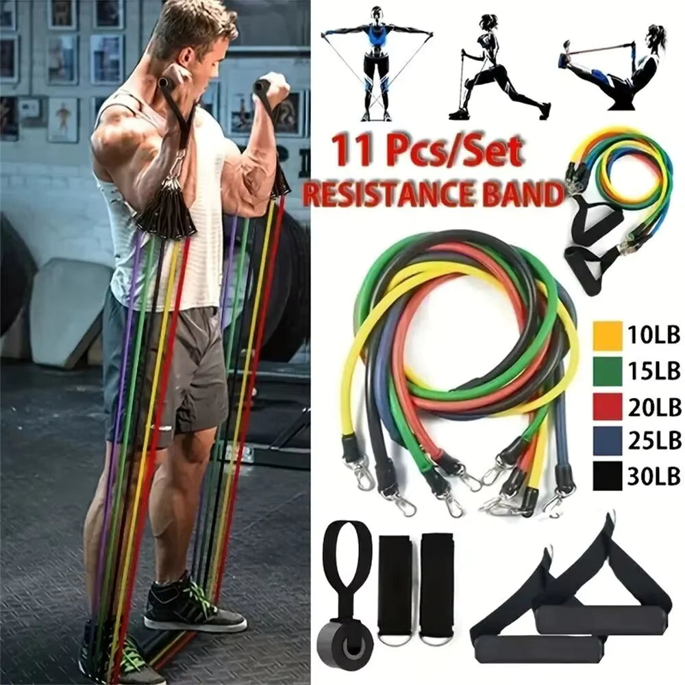 Set Elastikësh Rezistence 11 në 1 për Fitnes
