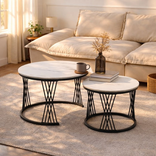 Set Tavolinash Rrethore Moderne